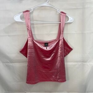 NEW Wild Fable women's pink velour bow trendy thick strap cropped tank top large